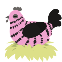 (unnamed), a pink and sable chicken with a bar pattern