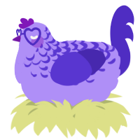 A lilac and indigo chicken with a half-lace pattern