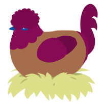 A brown and wine chicken with a head pattern