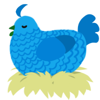 A sky and sapphire chicken with a lace pattern