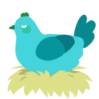 A aqua and teal chicken