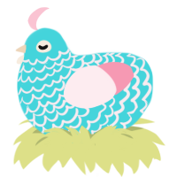 A aqua and rose chicken with a lace pattern
