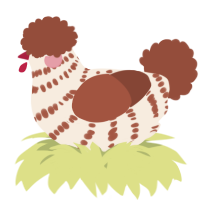 A cream and russet chicken with a bar pattern