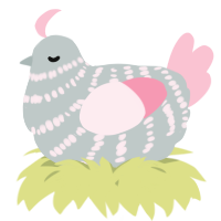 A silver and rose chicken with a bar pattern