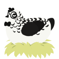 Piano Keys, a white and sable chicken with a half-lace pattern