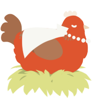 A vermilion and brown chicken with a neck-band pattern