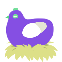 Cinder Sparkle, a blurple and white chicken