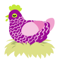 Petal, a plum and pink chicken with a lace pattern