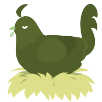 A olive chicken with a head pattern