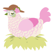 A cream and pink chicken with a lace pattern