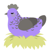 A lilac and grey chicken with a half-lace pattern