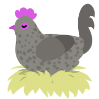 A ash and grey chicken with a speckle pattern
