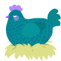 A sea and teal chicken with a lace pattern