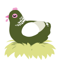 A olive and white chicken with a neck-band pattern
