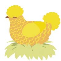 A honey and yellow chicken with a lace pattern