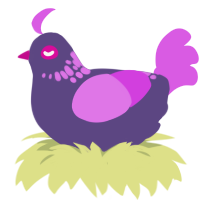 A overcast and orchid chicken with a neck-speckle pattern