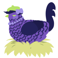 A blurple and navy chicken with a lace pattern