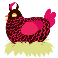 Demon Portal, a black and violet chicken with a lace pattern