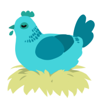 A aqua and sea chicken with a neck-band pattern