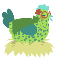 A grass and sea chicken with a speckle pattern