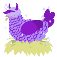 A lilac and violet chicken with a lace pattern
