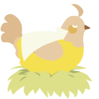 A yellow and beige chicken with a head pattern