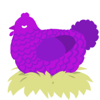 A amethyst and violet chicken with a lace pattern