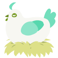 A white and mint chicken