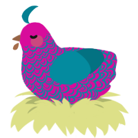 THING, a fuchsia and sea chicken with a double-lace pattern