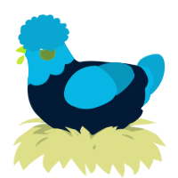 A tumblr and cerulean chicken with a head pattern