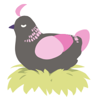 A grey and pink chicken with a neck-band pattern