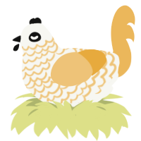A white and honey chicken with a lace pattern