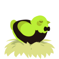 A sable and chartreuse chicken with a head pattern