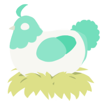 A white and mint chicken with a head pattern