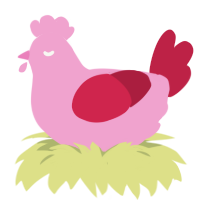 A pink and crimson chicken