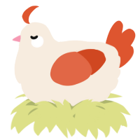 A cream and vermilion chicken