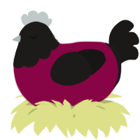 A maroon and sable chicken with a head pattern