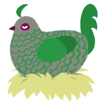 Mossy Cobblestone, a ash and viridian chicken with a lace pattern