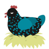 A sable and sea chicken with a speckle pattern
