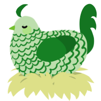 A gluppy and leaf chicken with a lace pattern