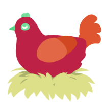 A crimson and vermilion chicken