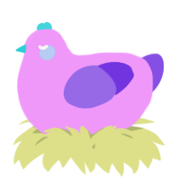 A lavender and blurple chicken
