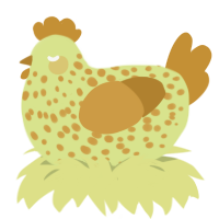 Clothespin, a lemon and gold chicken with a speckle pattern