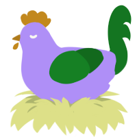 Geoff, a lilac and leaf chicken