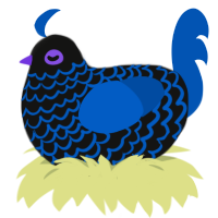 (unnamed), a black and ultramarine chicken with a lace pattern
