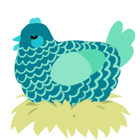 A sea and mint chicken with a lace pattern