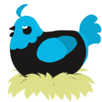 A sable and cerulean chicken with a head pattern