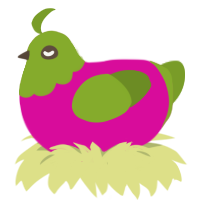 (unnamed), a fuchsia and chartreuse chicken with a head pattern
