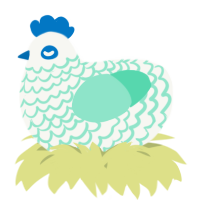 A white and mint chicken with a lace pattern