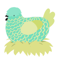 Peep, a mint and lemon chicken with a lace pattern